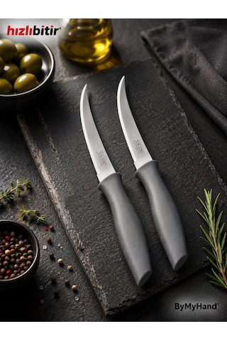 Bymyhand Paslanmaz Çelik Füme Meyve Bıçağı Soyma Bıçağı Dilimleme Bıçağı 2'li Set