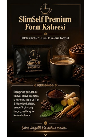 Slimself Premium Kahve Form Kahvesi 30 Şase 150g L-carnitine & Collagen 30 Daily