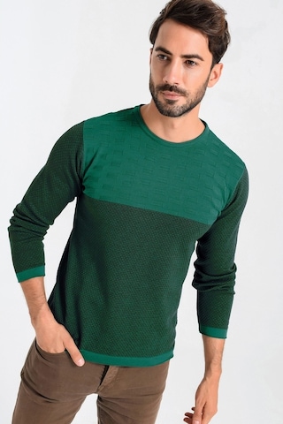 Heyss Bisiklet (Sosis) Yaka Yeşil Erkek Triko Kazak Yeşil