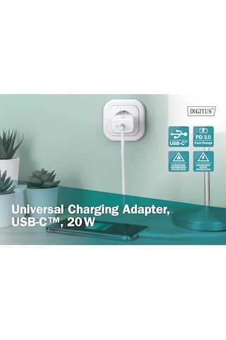 Digitus DA-10196 20 W Pd 3.0 Sb-c Şarj Adaptörü Beyaz