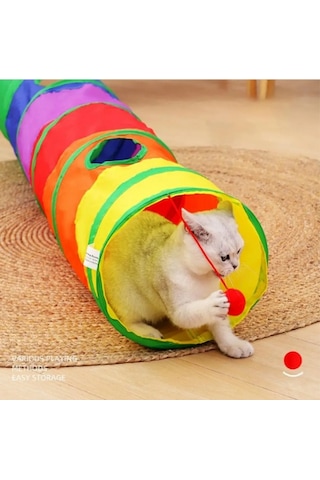 Düz Kedi Tüneli Katlanır Gökkuşağı Uzun Düz Kedi Köpek Oyun Tüneli Evcil Hayvan Oyun Tüneli