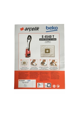 X-Bag Arçelik S 4540 T Vortex Turbo Uyumlu Süpürge Toz Torbası 15 Adet Standart
