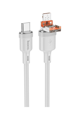 Hoco. U131 1.2m 2in1 Usb Ve Type-c To Type-c Şarj Data Kablosu - Gri