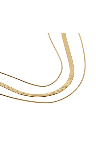 Kadın Üçlü Model İtalyan Ezme Çelik Kolye Gold
