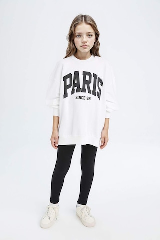 DeFacto Kız Çocuk 2'li Takım Baskılı Sweatshirt Uzun Tayt D6453A8NSWT34 Beyaz