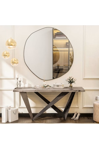 Asimetrik Ayna, Dekoratif Ayna, Duvar Aynası 70 X 70 Siyah