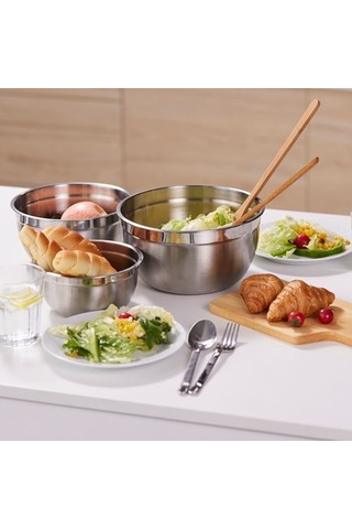 Ikea Cıklıd Çelik Saklama Kabı Seti, Paslanmaz Çelik, 3'lü Set