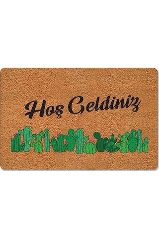 Renkli Kaktüsler Temalı Coco Görünümlü Dekoratif Kapı Önü Ve Iç Mekan Paspası Yıkanabilir Nem Alıcı Bebek Mavisi