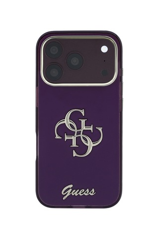 Apple iPhone Uyumlu 18 Pro Kılıf Guess Lisanslı Yazı Ve 4g Büyük Metal Logolu Silikon Kapak Bordo