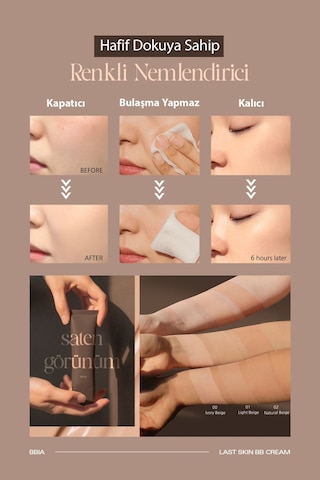 Bbia Renkli Nemlendirici Ve Ton Eşitleyici Vegan Bb Krem Bbia Last Skin 50 Ml 01 Açık Bej