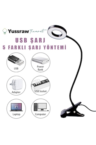 Çok Fonksiyonlu Akrobat Masa Lambası Şiddeti Ayarlanabilir 3 Farklı Işık Rengi Siyah G