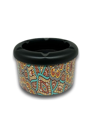 Mandala Desen Metal Mini Sigara Küllüğü Turkuaz 8cm