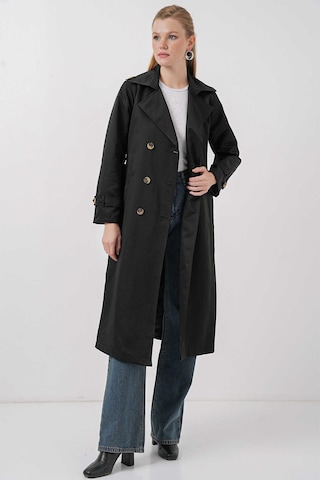 Gabria Ön Düğmeli Trenchcoat Siyah