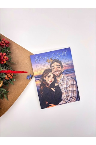 Sevgili Karikatürize Puzzle Sevgililer Günü Yapboz 98 Parça