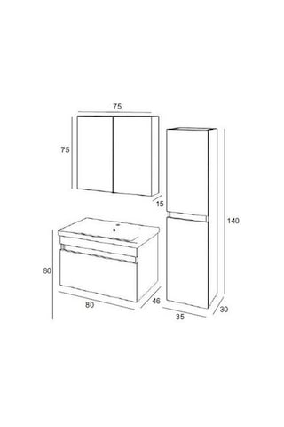 Denko More 80 Cm Mdf Banyo Dolabı Takımı Çok Renkli