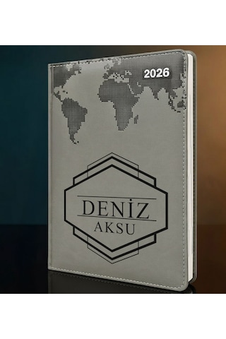 Bk Gift Kişiye Özel İsimli Termo Sert Kapak 2026 Gri Ajanda -4, Öğretmenler Günü Hediyesi, Yeni İş Hediyesi 35258 Bk Gift Renkli