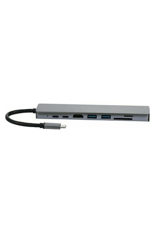 Alfais 4681 Type C To Hdmi Usb Sd Microsd 8In1 Ethernet Çevirici