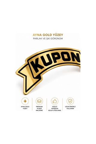 Kupon Kendinden Yapışkanlı Pleksi Sticker Ayna Gold Araç Süsü Tır Kamyon Servis Aracı 21x10 Cm