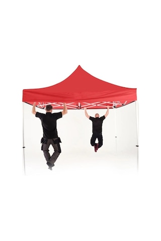 Otomatik Gazebo Çardak 240 X 240 Cm Tente Teras Bahçe Kamelyası Gölgelik Kırmızı Kırmızı