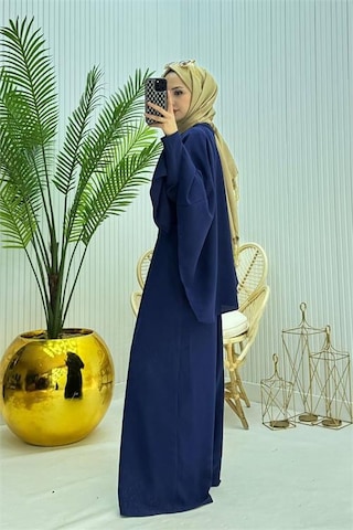 Neşeli Butik Kadın Pelerinli Kemer Detaylı Tesettür Tulum Nms061 Saks