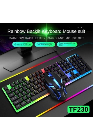 Techbloom T-wolf Thunder Wolf Tf230 White Klavye Ve Fare Seti Aydınlatmalı Oyun Ofis Bilgisayar Kablolu Aksesuar Diğer