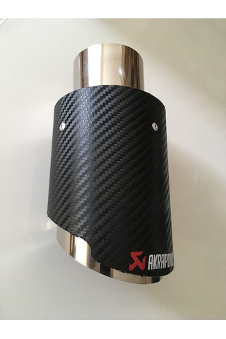 Akrapoviç Logolu Karbon Desenli Krom Egzoz Ucu Giriş 60mm Çıkış 9