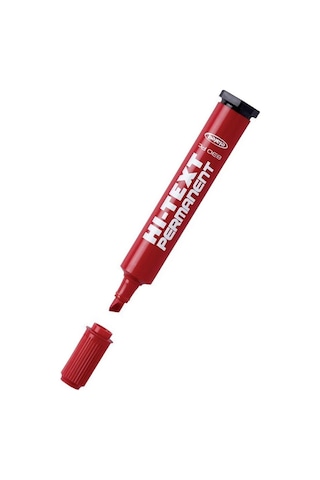 Hi-text Kesik Uçlu Markör Permanent Kalem 3 Adet ve Brons Mürekkep Kırmızı 30 ML