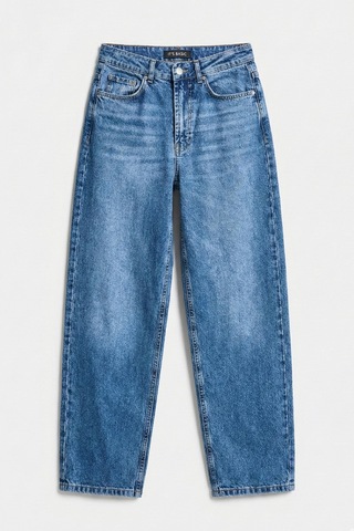 it's basic Kadın Mavi Cindy 4s6-4 Skater Fit Bol Kesim %100 Koton Denim Jean