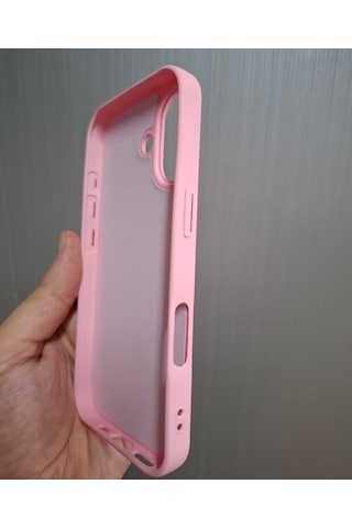 Apple Uyumlu iPhone 17 Logolu İçi Kadife Silikon Lansman Kılıf Pembe