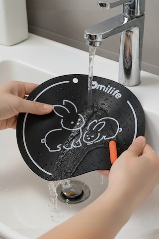 Siyah Gider Koku Önleyici Silikon Sızdırmaz Ped Banyo Mutfak Lavabo Koruyucu 15x14 Cm