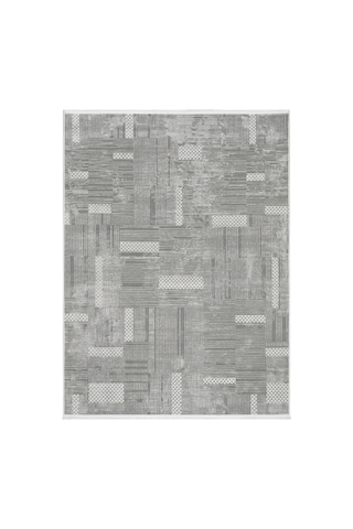 Merinos Vista %100 Akrilik Gri Geometrik Desenli Kesme Halı Yolluk Antre Koridor Salon Halısı 79297-95