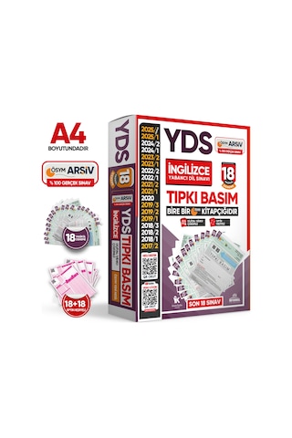 2025 YDS İngilizce ÖSYM Tıpkı Basım Çıkmış Soru 18li Deneme Paketi Video/PDF Çözümlü Türkiye Geneli