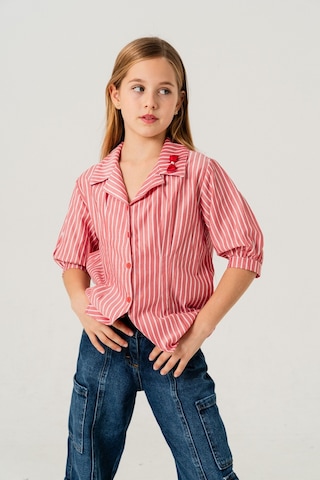 Kız Çocuk Beden Pileli Gömlek 3151 Kırmızı