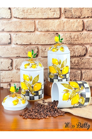 Miss Betty Linda Büyük Porselen Baharat Takımı 3'lü Sarı