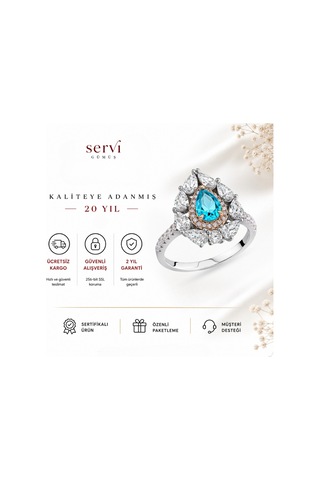 Servi 925 Ayar Gümüş Ocean Drop Yüzük-36