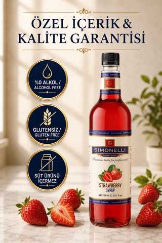 Simonelli Çi̇lek Kahve Şurubu 700 ML + Pompa
