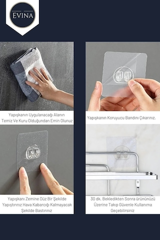 Yedek 10 Adet Yapışkanlı Sticker Kendinden Yapışkanlı Kancalı Yapışkan Banyo Rafı Su Geçirmez Askı T Diğer