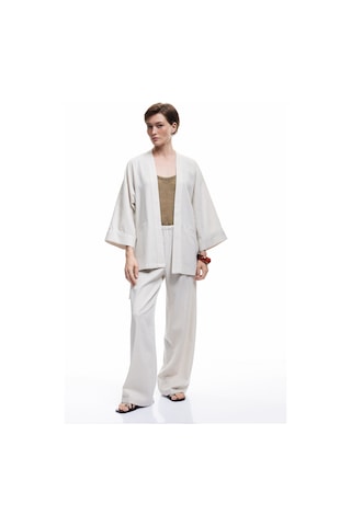 Koton Cepli Geniş Yarım Kol Keten Kimono Gri 5sak50027ew Gümüş Rengi