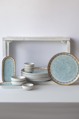 Kütahya Moderna 14 Parça 6 Kişilik Kahvaltı Takımı Seahorse Mavi