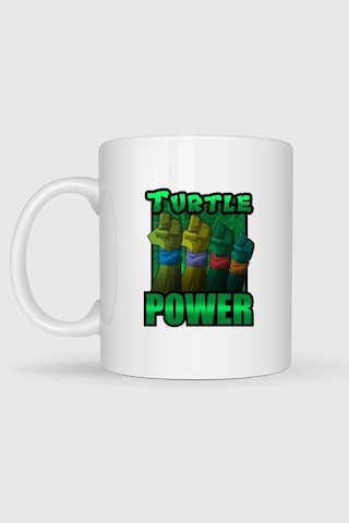 Ninja Kaplumbağalar Kaplumbağa Gücü Baskılı Kupa Bardak Beyaz