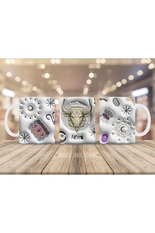 Zodiac Burçlar Figürlü Kupa Bardak Koç-aries Beyaz Zodiac Burçlar Figürlü Kupa Bardak Koç-aries Beyaz