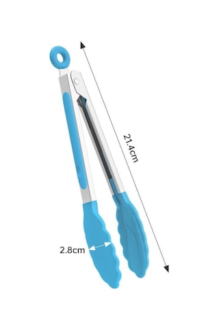 Suofeng Mavi 7 İnç Silikon Uçlu Mutfak Kelepçi - 230 C Isı Dayanıklı, Paslanmaz Çelik, Anti Kayma, Temizliği Kolay, Pişirme Ve Servis İçin Mavi