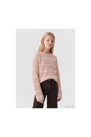 LC Waikiki Alıta Cıty Farkıyla Lcw Kids Pembe Oval Yaka Çizgili Kız Çocuk Triko Kazak Pembe - 925577283 Pembe