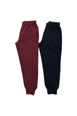 Nacar Store Unisex Çocuk Bordo Lacivert Eşofman Altı 2"lipaket Bordo-laci