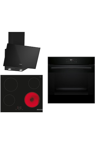 Bosch HJG852YB0T - PKE611BA2E - DWK63PJ60T Elektrikli Ocaklı Siyah 3 Lü Ankastre Set 656