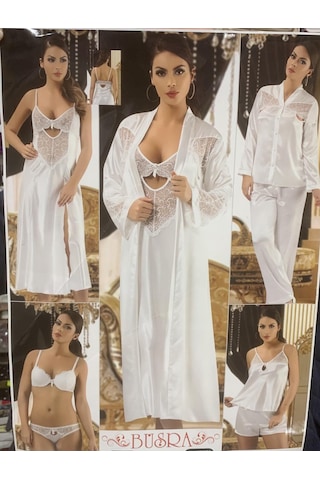 Büşra 8285 8 Li Penye Sabahlık Gecelik Takım Pudra