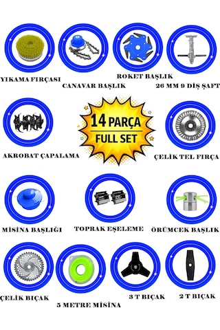 German ESH 400 14 İn 1 Sırt Tipi Ot Çim Biçme Tırpan+Toprak Eşeleme+Akrobat Çapa Aparatı Çelik Fırça