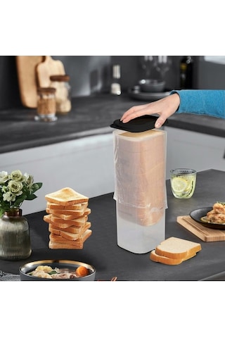 Pazly Kapaklı Hava Geçirmez Ekmek Saklama Kaba Şeffaf Plastik Mutfak Ekmek Kutusu Bpa İçermez, Fda Yok Siyah Siyah