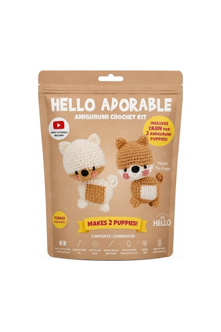 Bakgelal Hello Adorable Amigurumi Köpek Yapım Kiti 2'li Bff Kendin Yap Örgü Ve Hobi Seti