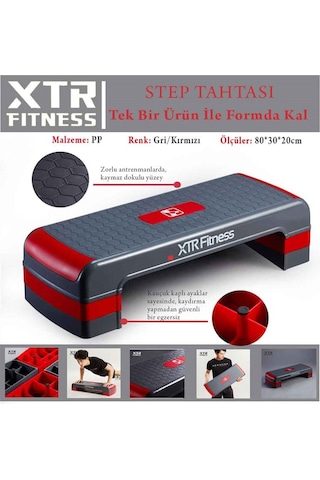 Xtr Fitness Ayarlanabilir Step  Tahtası Gri - Kırmızı